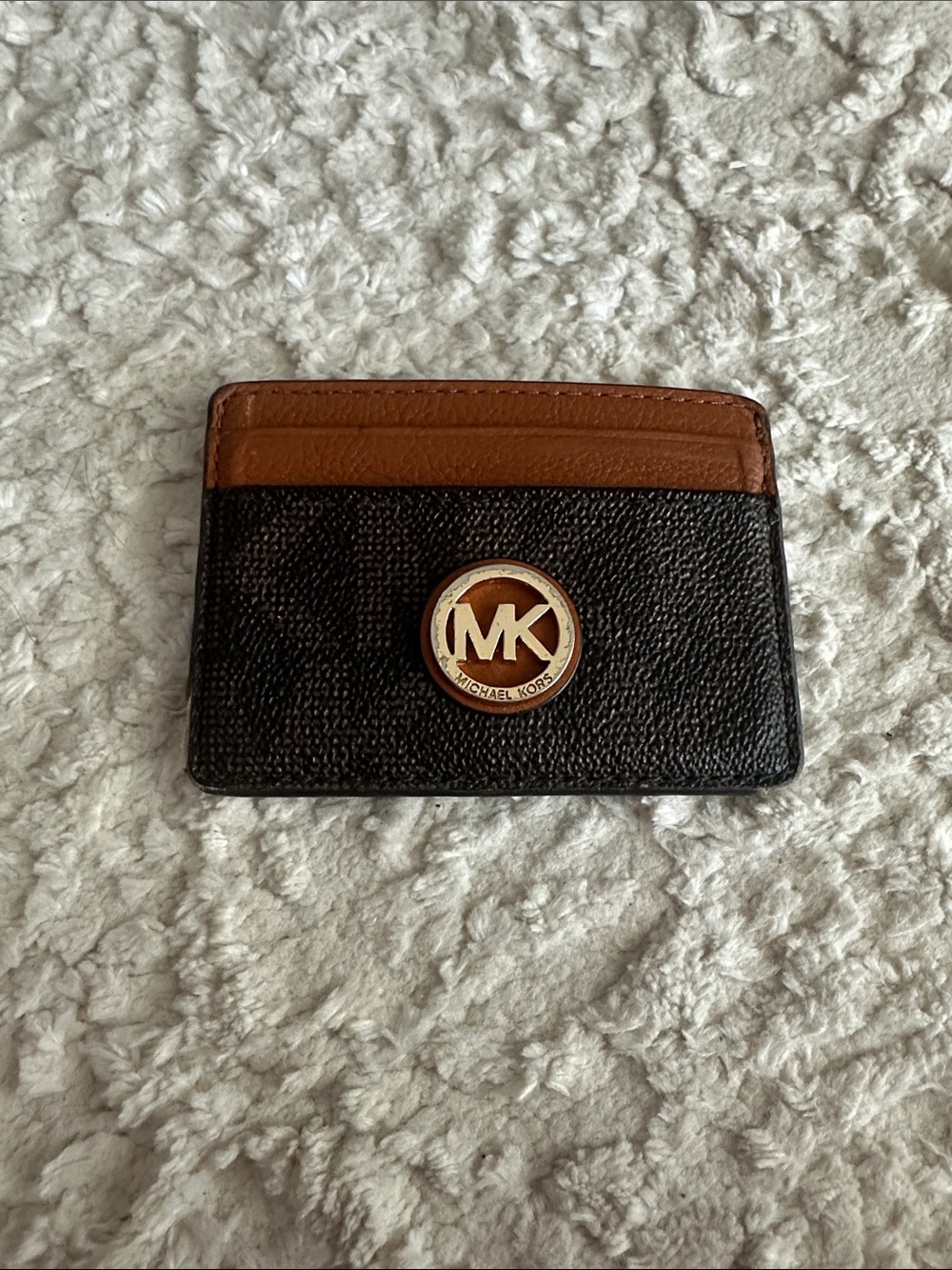 Michael Kors Two-Tone Brown and Black Leather Card Holder